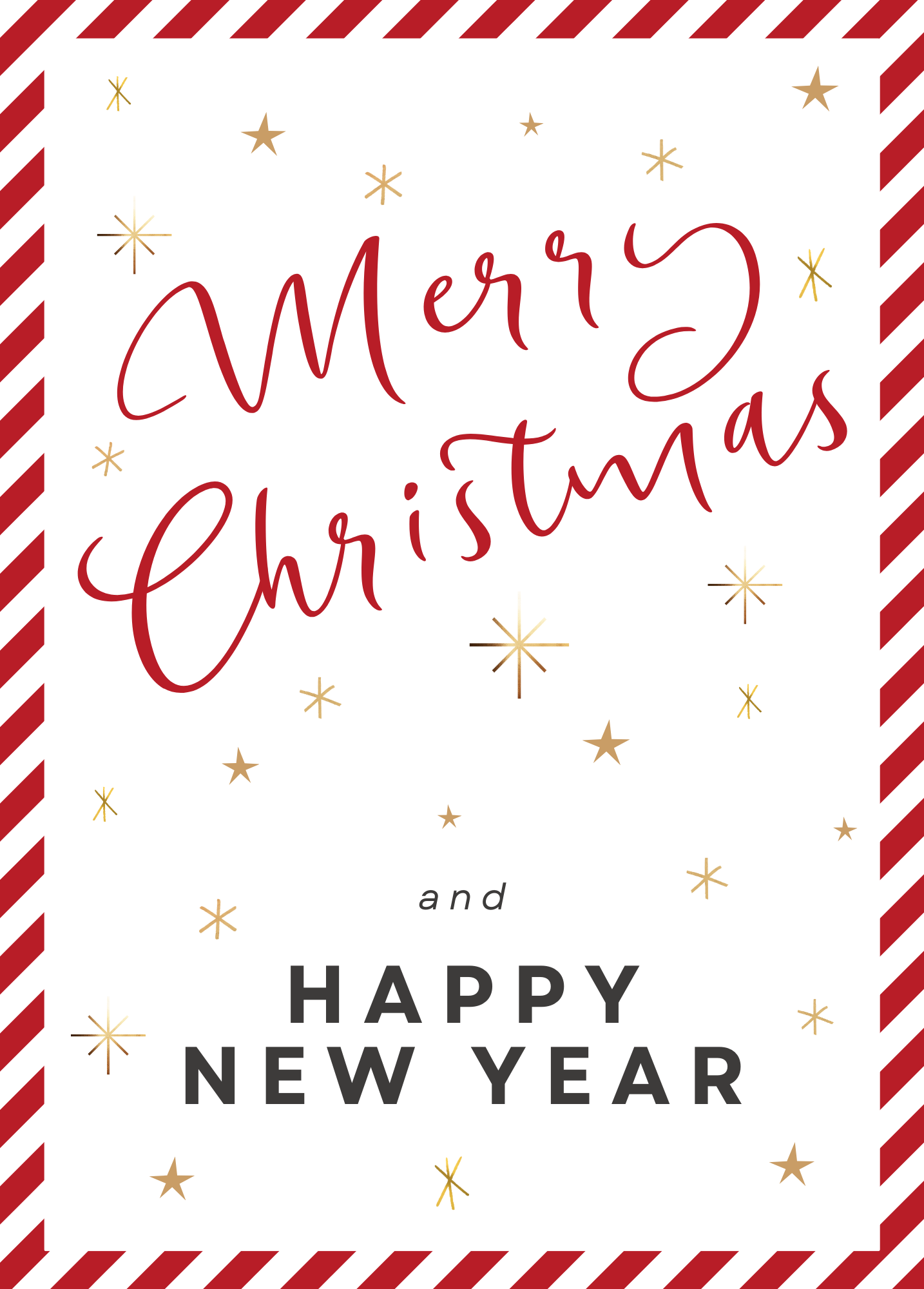 Merry Christmas & Happy New Year Candy Cane Border | Christmas Card