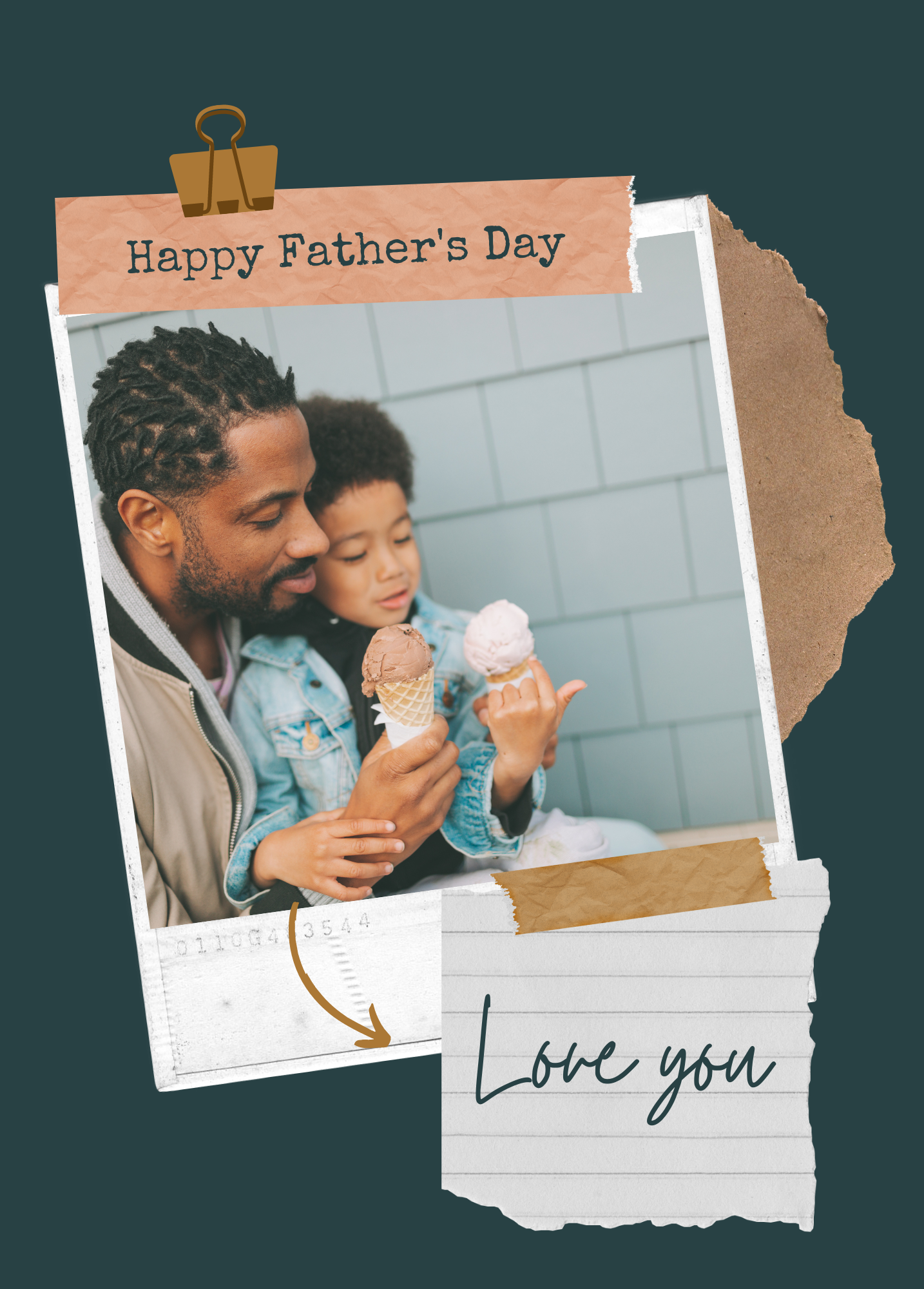 Happy Father's Day Photo Card - Polaroid & Note