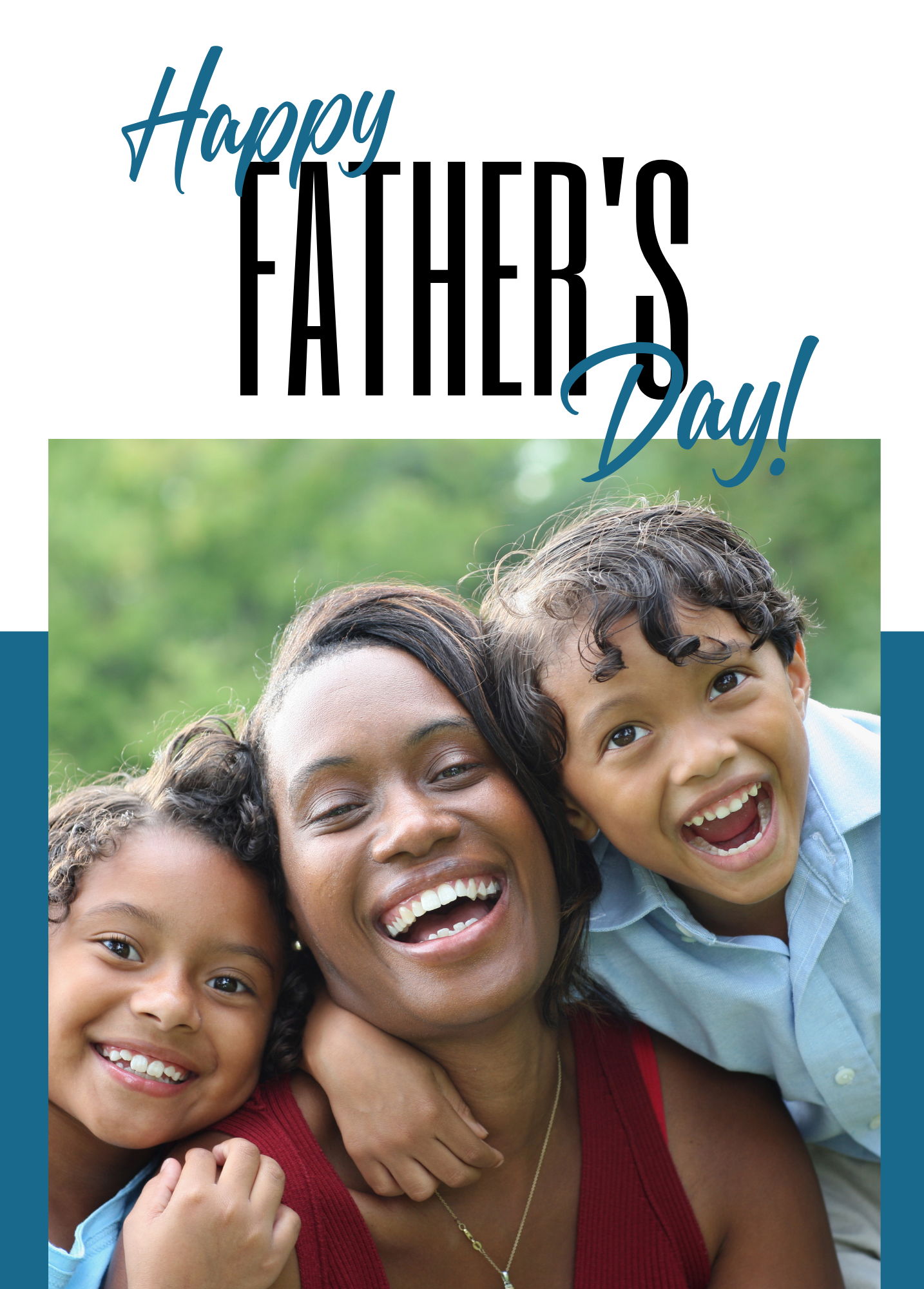 Happy Father's Day Photo Card - Blue & White