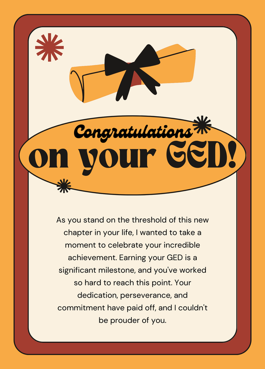 NEW Chapter in Life | Congrats on your GED Graduation Congratulations Card