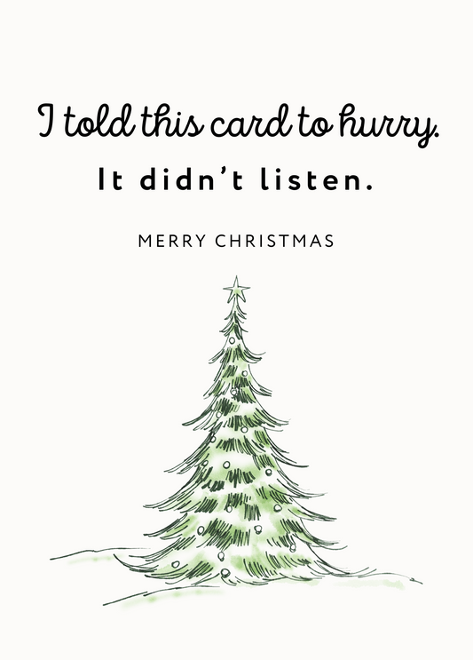 I Told This Card to Hurry | Belated Christmas Card