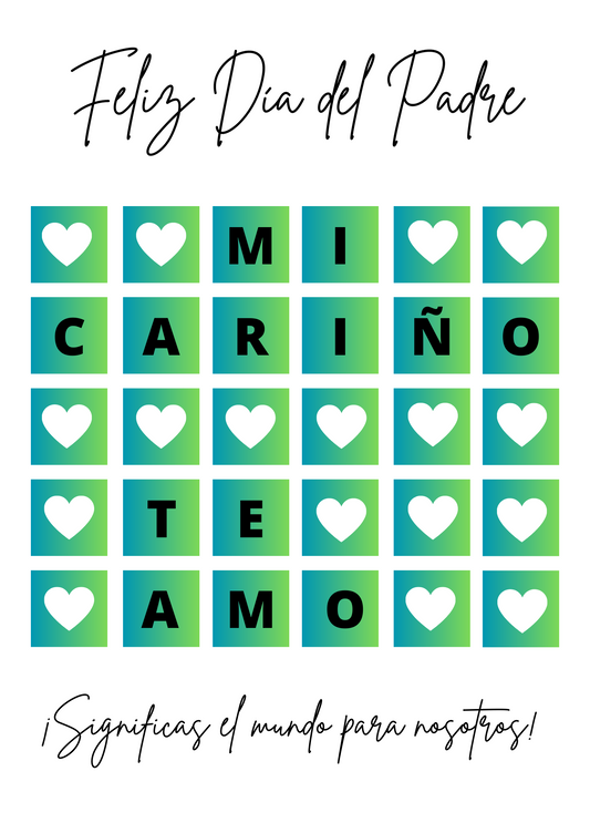 Mi Cariño - Significas el Mundo Para Nosotros (Spanish Greeting Card) - Tarjeta con mensaje personalizado incluido.