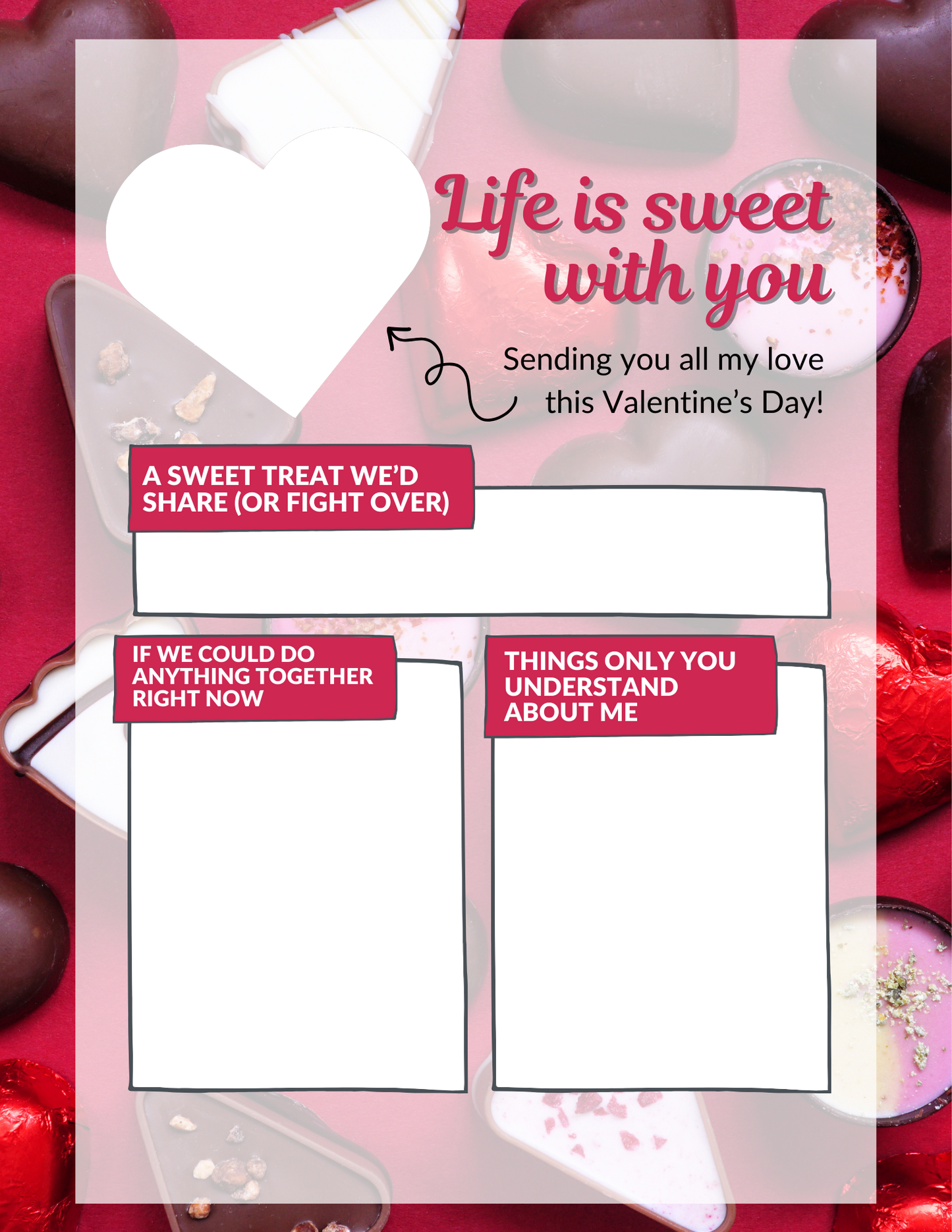 ✨NEW✨ Life is Sweet With You | Valentine's Day Interactive Activity Letter