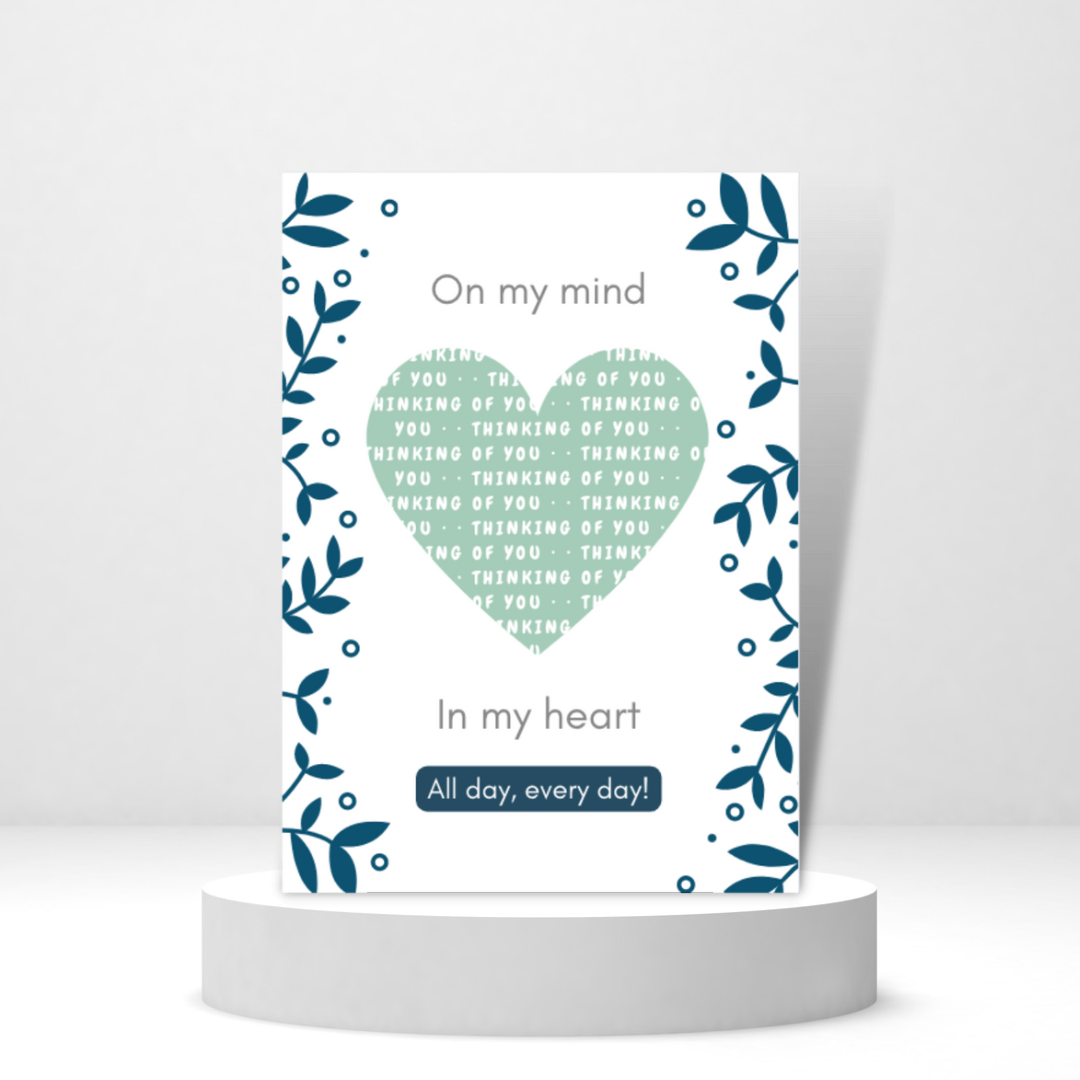 On My Mind, In My Heart - Personalized Greeting Card for Someone in Jail or Prison