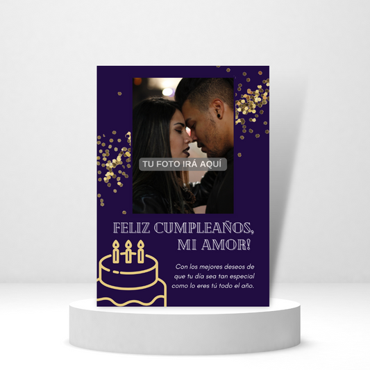 Feliz Cumpleaños, Mi Amor! (Spanish Greeting Card) - Tarjeta con mensaje personalizado incluido.