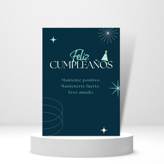 Feliz Cumpleaños (Spanish Greeting Card)- Tarjeta con mensaje personalizado incluido.