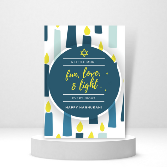 A Little More Fun, Love, and Light Every Night | Hannukah Card